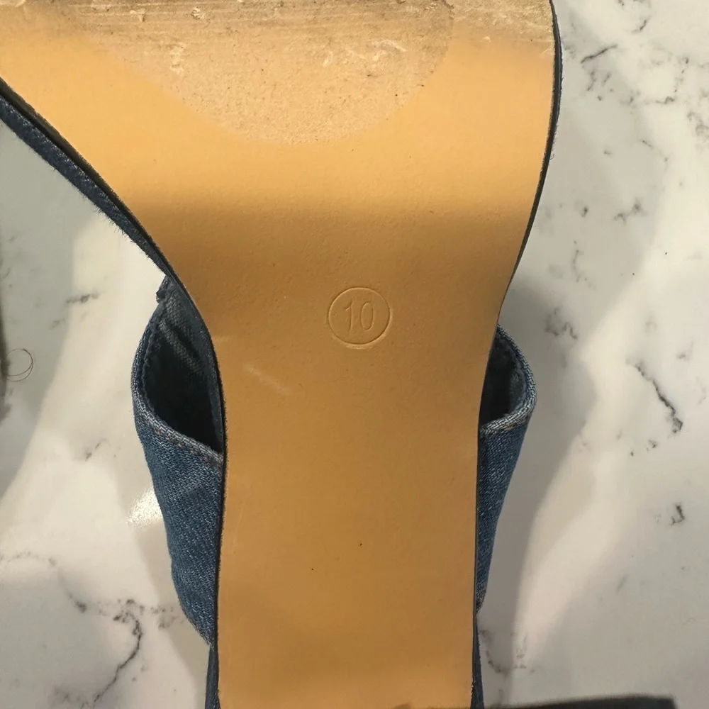 Denim Heeled Mules - Size 10 - Picture 14 of 14